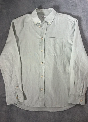 Zara linnen overhemd - Mintgroen, merk: Zara, staat: Nieuw zonder prijskaartje, maat: M, € 10,00, € 11,20 inclusief Kopersbescherming