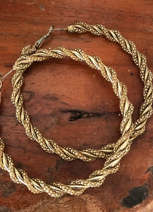 Huge Chunky Gold Tone Twisted Rope Hoop Earrings Unworn, condition: Good, £2.75, £3.59 includes Buyer Protection