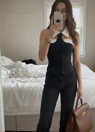 Corset Gilet à Rayures Pinstripe Chic, marke: Tendance, zustand: Sehr gut, größe: M / 38 / 10, 29,00 €, 31,15 € inklusive Vinted-Käuferschutz