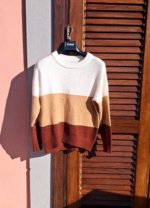 Zuiki maglione tricolor panna, albicocca e rosso mattone da donna taglia S/M, marca: Zuiki, estado: Muito bom, tamanho: M / 38 / 10, €6.00, €7.00 inclui Proteção do Comprador