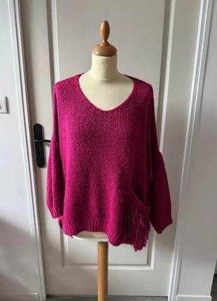 Pull oversize fuchsia avec franges – Made in Italy, marque: Made In Italy, état: Très bon état, taille: L / 40 / 12, 22,00 €, 23,80 € Protection acheteurs incluse