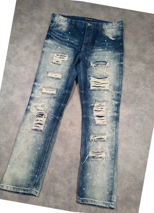 Jean slim bleu acid wash destroy homme vintage Y2K 90’s – taille W36 L32, merk: Vintage Dressing, staat: Heel goed, maat: W36 | FR 46, € 19,90, € 21,60 inclusief Kopersbescherming