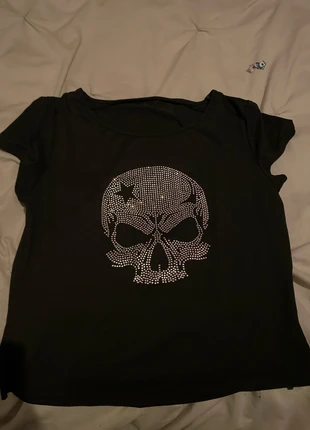 rhinestone skull baby tee, brand: Romwe, condition: Very good, size: XL / UK 20-22, £5.00, £5.95 includes Buyer Protection