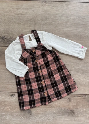 Wunderschönes 2er-Set Karokleid Trägerkleid samt Langarmshirt in altrosa & dunkelbraun von H&M, merk: H&M, staat: Heel goed, maat: 12-18 maanden / 80 cm, € 5,00, € 5,95 inclusief Kopersbescherming