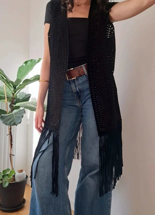 Veste longue sans manche en daim à franges - Vintage, marque: Vintage Dressing, état: Très bon état, taille: M / 38 / 10, 29,00 €, 31,15 € Protection acheteurs incluse