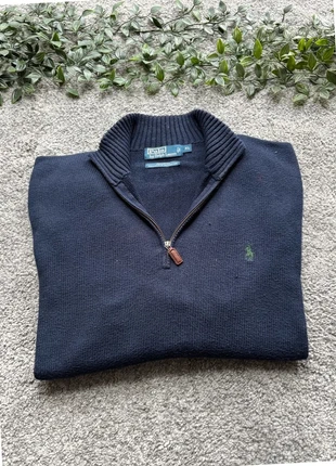 Pull Ralph Lauren col camionneur half zip bleu marine XL Homme – 100% coton, logo vert brodé, marque: Ralph Lauren, état: Bon état, taille: XL, 36,95 €, 39,50 € Protection acheteurs incluse