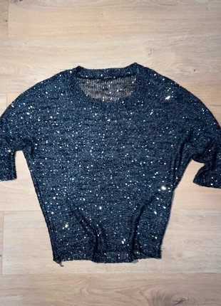 Haut style maille Bréal noir à sequins – Chic et lumineux – Taille M (38/40), merk: Bréal, staat: Heel goed, maat: M / 38 / 10, € 9,00, € 10,15 inclusief Kopersbescherming