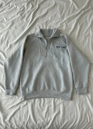 Sweat Zippé Gris New York Vintage USA Oversize Preppy, marca: Vintage Dressing, estado: Muito bom, tamanho: M / 38 / 10, €46.99, €50.04 inclui Proteção do Comprador