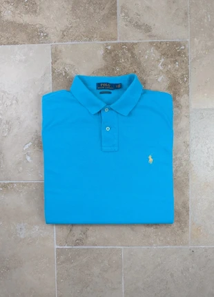Polo Ralph Lauren - Homme L custom slim fit - Bleu clair logo jaune - Coton piqué, marke: Ralph Lauren, zustand: Gut, größe: L, 15,00 €, 16,45 € beinhaltet Vinted-Käuferschutz Pro