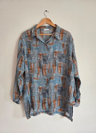 Chemise motifs bleu orange Vintage, marca: Top Vintage, estado: Bom, tamanho: M / 38 / 10, €7.00, €8.05 inclui Proteção do Comprador
