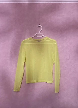 T-shirt manche longue en mèche jaune fluo Pull&Bear, marque: Pull & Bear, état: Neuf sans étiquette, taille: XL / 42 / 14, 3,00 €, 3,85 € Protection acheteurs incluse