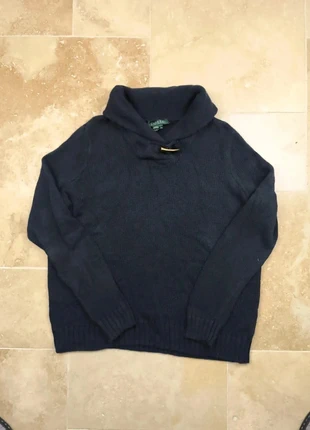 Pull col châle Lauren Ralph Lauren - Femme XL - Marine - 100% coton, marca: Ralph Lauren, estado: Muito bom, tamanho: XL / 42 / 14, €34.00, €36.40 inclui Proteção do Comprador Pro