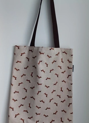 Boodschappentasje canvas teckeltjes teckels, merk: Handgemaakt, staat: Nieuw zonder prijskaartje, € 7,50, € 8,58 inclusief Kopersbescherming