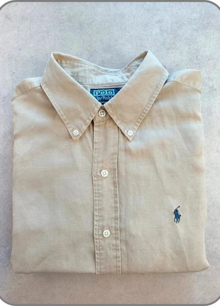 Chemise manche longue Ralph Lauren Ellington en soie et lin beige taille L, brand: Ralph Lauren, condition: Very good, size: L, €56.90, €60.45 includes Buyer Protection Pro