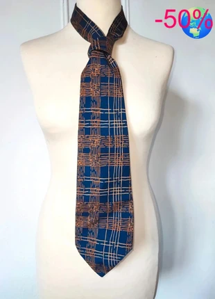 Cravate Homme chic vintage authentique bleu marine imprimé marron orange couturier rare, marque: Vintage, état: Très bon état, 7,00 €, 8,05 € Protection acheteurs incluse