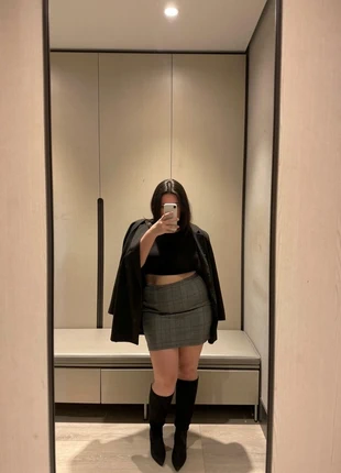 Jupe à carreaux grise et noir, brand: Kiabi, condition: Very good, size: XL / 42 / 14, €3.00, €3.85 includes Buyer Protection