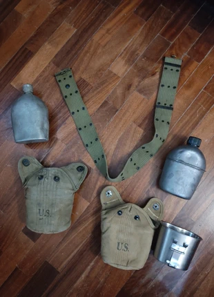 Set Ww2 US Belt+Canteens+1 Cover Original +Replica Cover, marque: Original, état: Très bon état, taille: Taille unique, 100,00 €, 105,70 € Protection acheteurs incluse