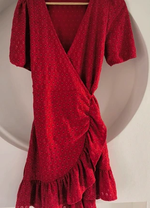 Mango Kleid dress Sommer Summer rot Red sexy Lolita Wickelkleid kawaii stickerei, brand: Mango, condizioni: Ottime, taglia: M / IT 42 / EU 38, €8.00, €9.10 include la Protezione acquisti