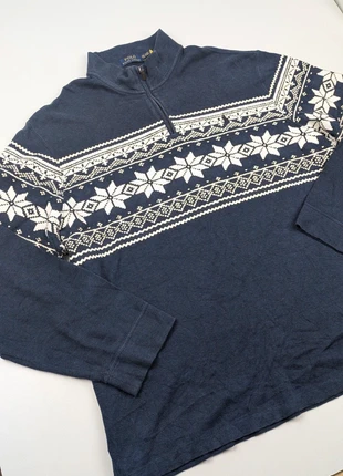 Polo Ralph Lauren 1/4 zip édition noël flocon hiver nordic bleu XXL, brand: Ralph Lauren, condition: Good, size: XXL, €36.00, €38.50 includes Buyer Protection