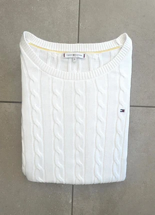 Sweat pull torsadé tommy hilfiger blanc logo brodé col rond taille XL homme et femme, marque: Tommy Hilfiger, état: Très bon état, taille: XL / 42 / 14, 21,00 €, 22,75 € Protection acheteurs incluse
