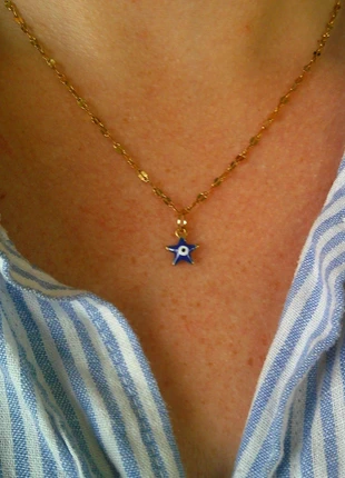 Petite étoile bleu oeil protecteur 🌟 Nazar 🌟 collier acier inoxydable, brand: acier inoxydable, condition: Very good, €8.00, €9.10 includes Buyer Protection Pro