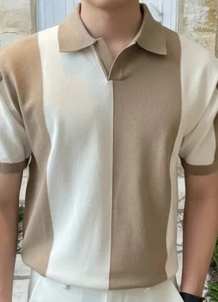 Polo bicolore beige et blanc homme – style chic décontracté, marke: classeA, zustand: Sehr gut, größe: M, 46,90 €, 49,95 € inklusive Vinted-Käuferschutz