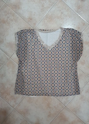 Maglietta fantasia geometrica – maniche corte, stile vintage, marca: LOOK, estado: Muy bueno, tamaño: M / 38 / 10, 4,00 €, 4,90 € Protección al comprador incluida
