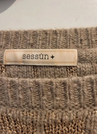 Pull Sessùn Little Diamond M – maille douce scintillante beige doré, marca: Sessun, estado: Bom, tamanho: M / 38 / 10, €36.90, €39.45 inclui Proteção do Comprador