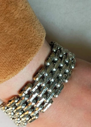 Bracelet manchette vintage argenté à maillons larges – style tribal bohème, marca: Vintage, estado: Bom, €13.00, €14.35 inclui Proteção do Comprador Pro