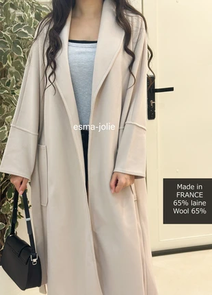 Manteau beige crème en laine fabriqué en France avec ceinture, état: Neuf sans étiquette, taille: XL / 42 / 14, 26,00 €, 28,00 € Protection acheteurs incluse