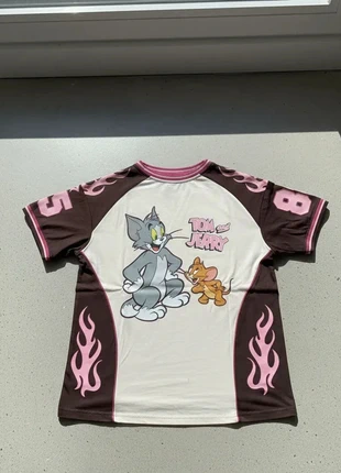 T-shirt Tom & Jerry, marron et rose, style Y2K cartoon, état: Très bon état, taille: M, 34,90 €, 37,35 € Protection acheteurs incluse