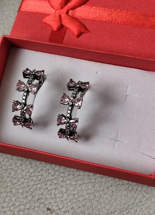 Orecchini a cerchio con fiocchi e pietre rosa, marca: Argento, estado: Muito bom, €12.00, €13.30 inclui Proteção do Comprador