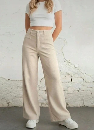 Pantalon chic large côtelé beige taille M/38 style vintage Y2K, brand: optica, condizioni: Ottime, taglia: M / IT 42 / EU 38, €34.90, €37.35 include la Protezione acquisti