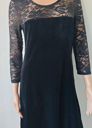 Robe noire avec dentelle | Élégante et confortable | Manches 3/4, marque: Christine Laure, état: Neuf avec étiquette, taille: S / 36 / 8, 12,00 €, 13,30 € Protection acheteurs incluse