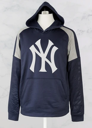 Sweat à capuche MLB New York Yankees – Homme – Taille M – Bleu marine et gris – Style sportif rétro, brand: Genuine Merchandise, condition: Very good, size: M, €12.00, €13.30 includes Buyer Protection