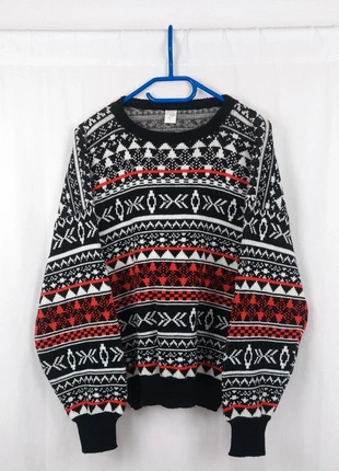 Knitted Wool Oversized Sweater Jumper Vintage 90s Retro Christmas, merk: Vintage Dressing, staat: Heel goed, maat: M / 38 / 10, € 14,00, € 15,40 inclusief Kopersbescherming