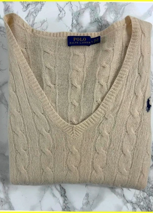Sweat/Pull Cable Knit ,Torsadé Ralph Lauren Crème / Logo brodé Bleu Marine / Taille L Femme, marca: Ralph Lauren, estado: Muy bueno, tamaño: L / 40 / 12, 52,00 €, 55,30 € Protección al comprador incluida