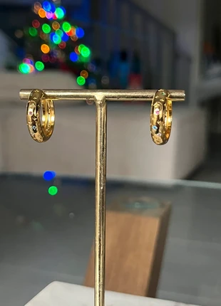 Boucles d'oreilles créoles en argent plaquées or avec étoiles en zirconium, marque: Tendance, état: Très bon état, 6,00 €, 7,00 € Protection acheteurs (Pro) incluse