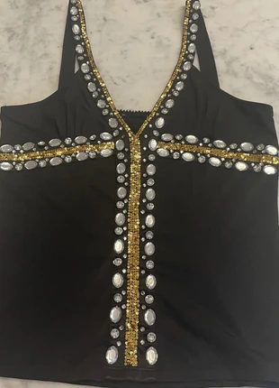 Top orné de Perles sequins 38, état: Très bon état, taille: M / 38 / 10, 6,50 €, 7,53 € Protection acheteurs incluse