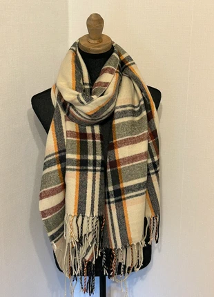 Écharpe Plaid Tendance Laineux Crème & Multicolore Motif Écossais Hiver, état: Neuf sans étiquette, 15,00 €, 16,45 € Protection acheteurs incluse