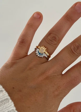 Lot de 2 bagues soleil lune en acier inoxydable ajustable, brand: Labouderie, condizioni: Ottime, taglia: Regolabile, €10.00, €11.20 include la Protezione acquisti Pro