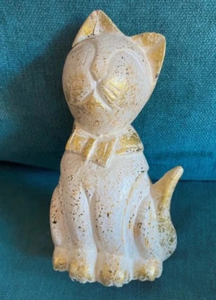 Gold Accented Textured Ceramic Cat Ornament – Sitting Figurine – Imperfect, brand: NO LABEL, condition: Good, £2.50, £3.33 includes Buyer Protection