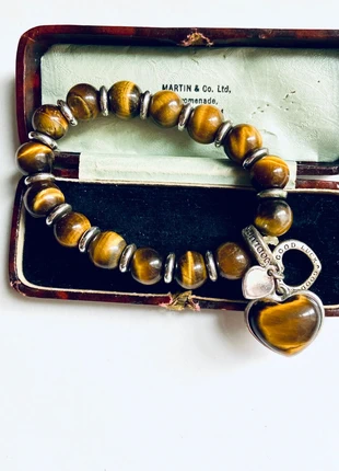 Vintage Silver tone “good Luck” Tiger eye stone beads stretchy charm bracelet, brand: Silver, condition: Very good, £9.50, £10.68 includes Buyer Protection