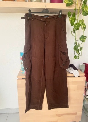 Pantalon cargo vintage Ralph Lauren lin & soie marron, taille 31/34, poches oversize, brand: Ralph Lauren, condizioni: Ottime, taglia: IT 40 | W31, €60.00, €63.70 include la Protezione acquisti