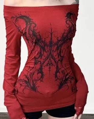 Top bustier rouge gothique manches longues – style dark / tattoo / alternative, brand: glowx, condition: Very good, size: S / 36 / 8, €19.90, €21.60 includes Buyer Protection