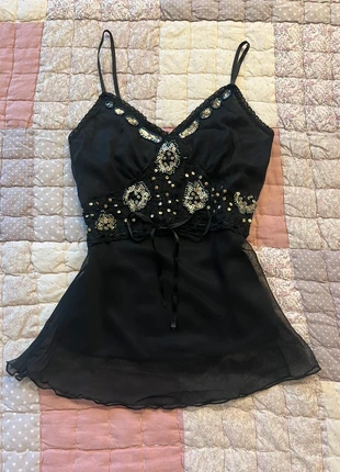 coquette black sequin beaded mesh whimsical camisole boho cocktail, brand: COQUETTE, condition: Very good, size: M / 38 / 10, €30.00, €32.20 includes Buyer Protection Pro
