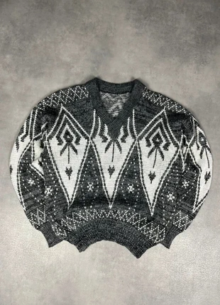 Pull maille col V vintage motifs gris blanc L, marque: Vintage Dressing, état: Bon état, taille: L, 17,50 €, 19,08 € Protection acheteurs (Pro) incluse