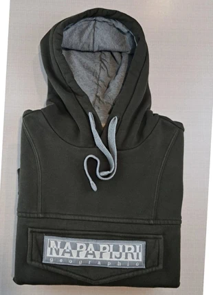 Sweat pull à capuche Napapijri kaki vert logo brodé floqué taille L coton, marque: Napapijri, état: Très bon état, taille: L, 25,00 €, 26,95 € Protection acheteurs incluse