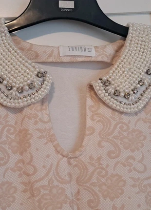 Savida Cream Jacquard Dress with Pearl Embellished Collar – Size 12, condition: Very good, size: L / 40 / 12, €11.00, €12.25 includes Buyer Protection