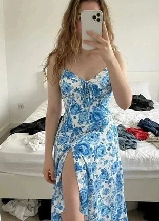 Robe longue bleu ciel imprimé floral femme #059, merk: CelestiaWear, staat: Heel goed, maat: M / 38 / 10, € 44,99, € 47,94 inclusief Kopersbescherming